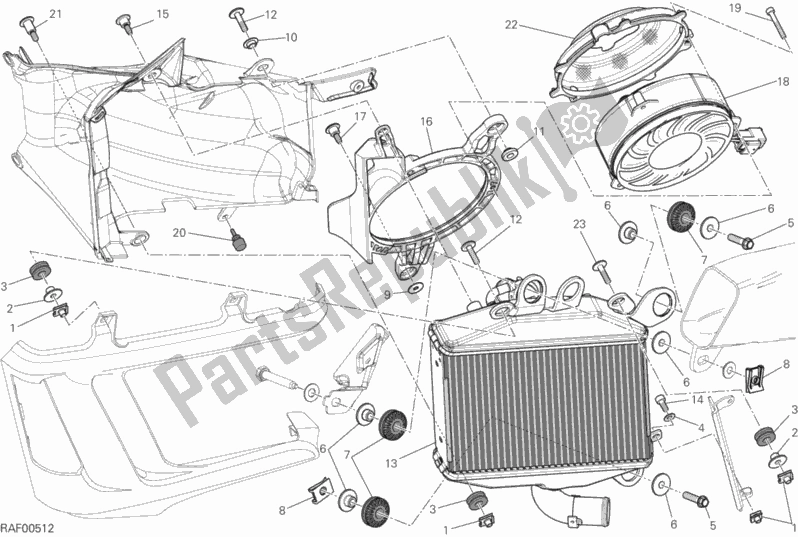 All parts for the Radiator, Water, Lh of the Ducati Diavel FL 1200 2016